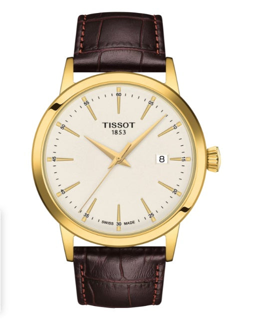 Tissot Men's Classic Dream Leather Watch with Ivory Dial