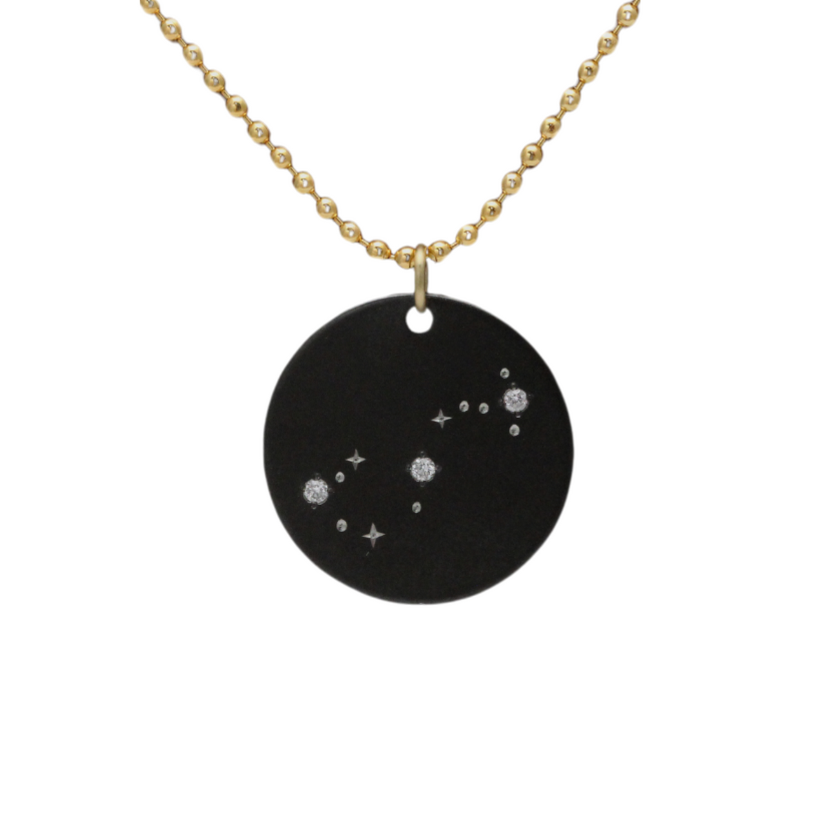 Zirconium Taurus Zodiac Lab Grown Diamond Disc Necklace with Gold Filled Chain