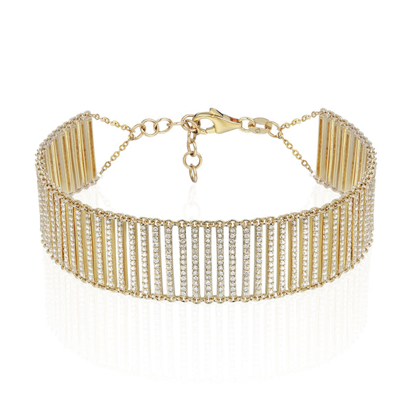 14K Yellow Gold Diamond Silk Mesh Bracelet