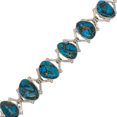 Sterling Silver Turquoise with Copper Toggle Bracelet