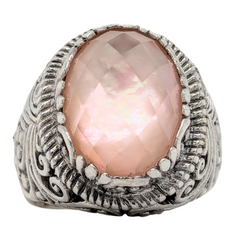 Estate: Sterling Silver Checkerboard Quartz Ring