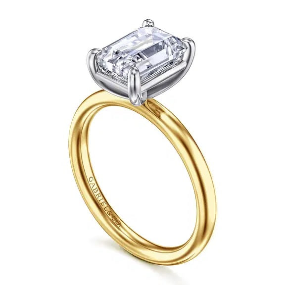 14K Gold Unite 2.5CT Emerald Cut Solitaire Engagement Semi-Mount S2086952
