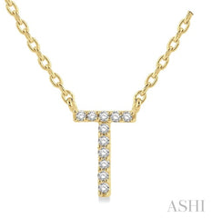 10K Gold "T" Diamond Initial Necklace