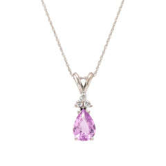 14K White Gold Pink Sapphire and Diamond Necklace
