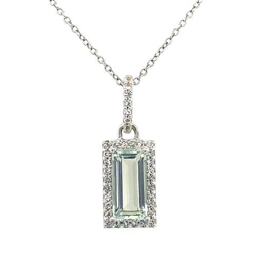 Sterling Silver Prasiolite Emerald Cut Necklace