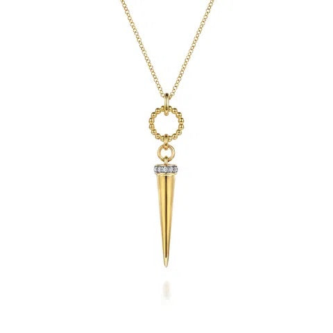 14K Yellow Gold Diamond Bullet Necklace