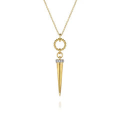 14K Yellow Gold Diamond Bullet Necklace