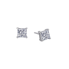 Sterling Silver Princess Cut 1.5CTW Simulated Diamond Stud Earrings