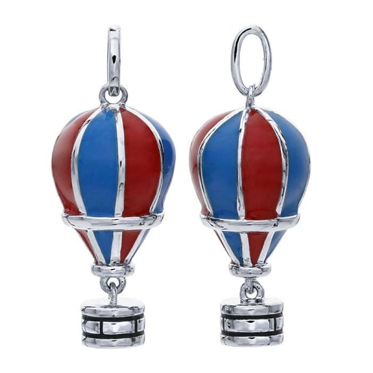 Sterling Silver Blue & Red Enamel Hot Air Balloon Necklace
