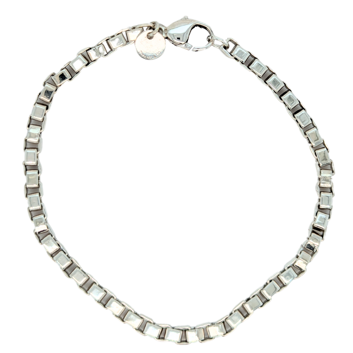 Estate: Sterling Silver T& C Heavy Box Link Bracelet