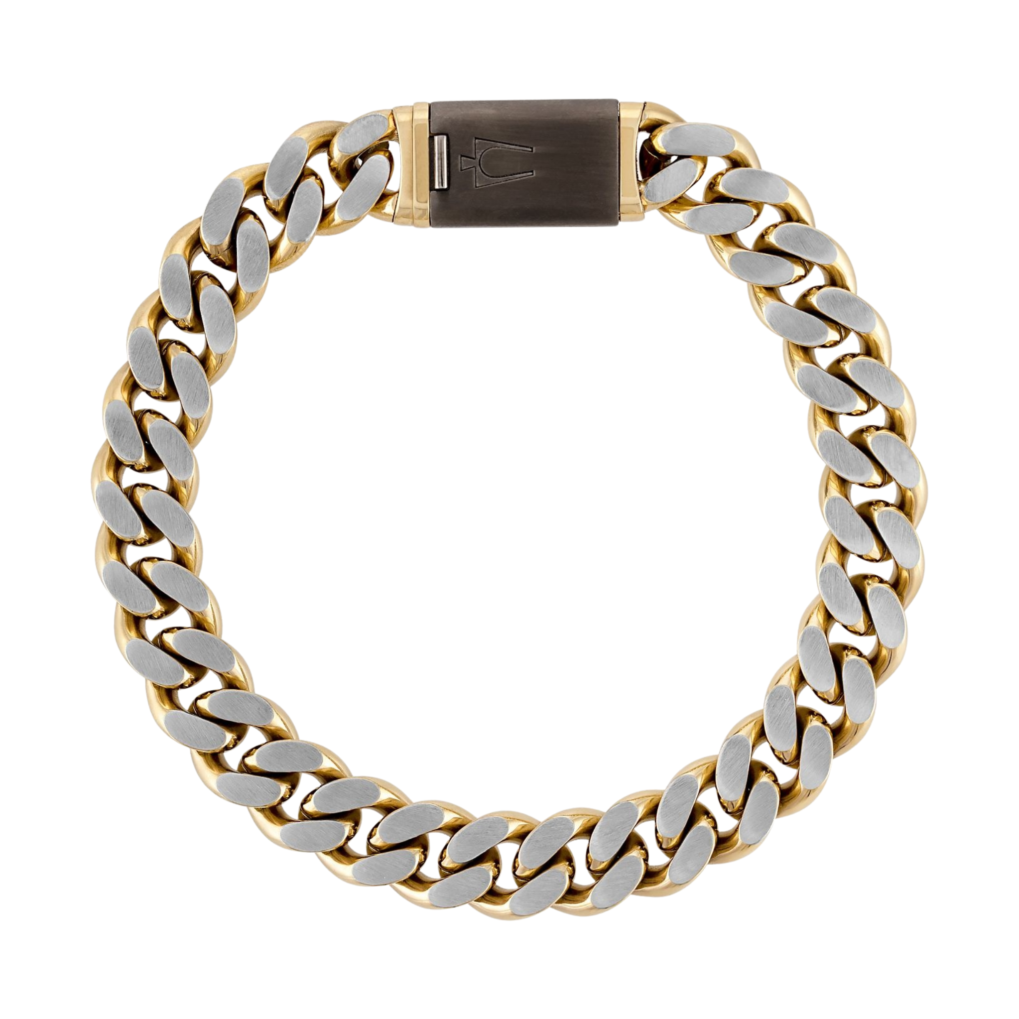 Stainless Steel Two Tone 10MM Curb Bracelet - 8.5"