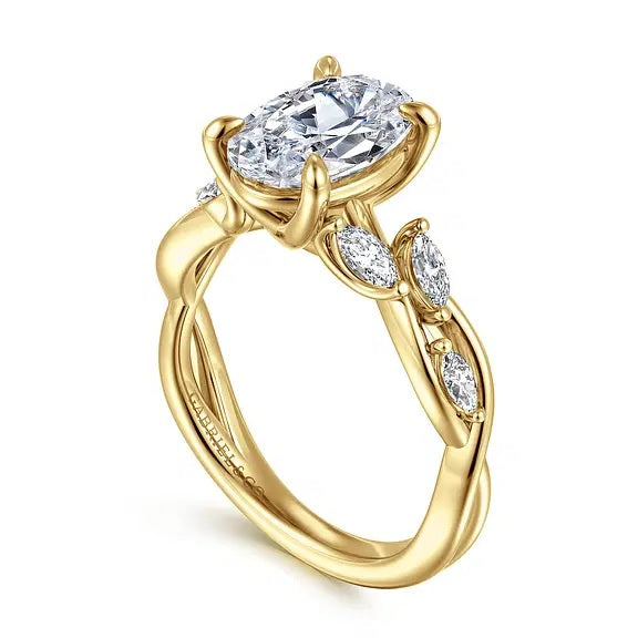 14K Yellow Gold Charlina Floral Engagement Semi-Mount Ring S2086966