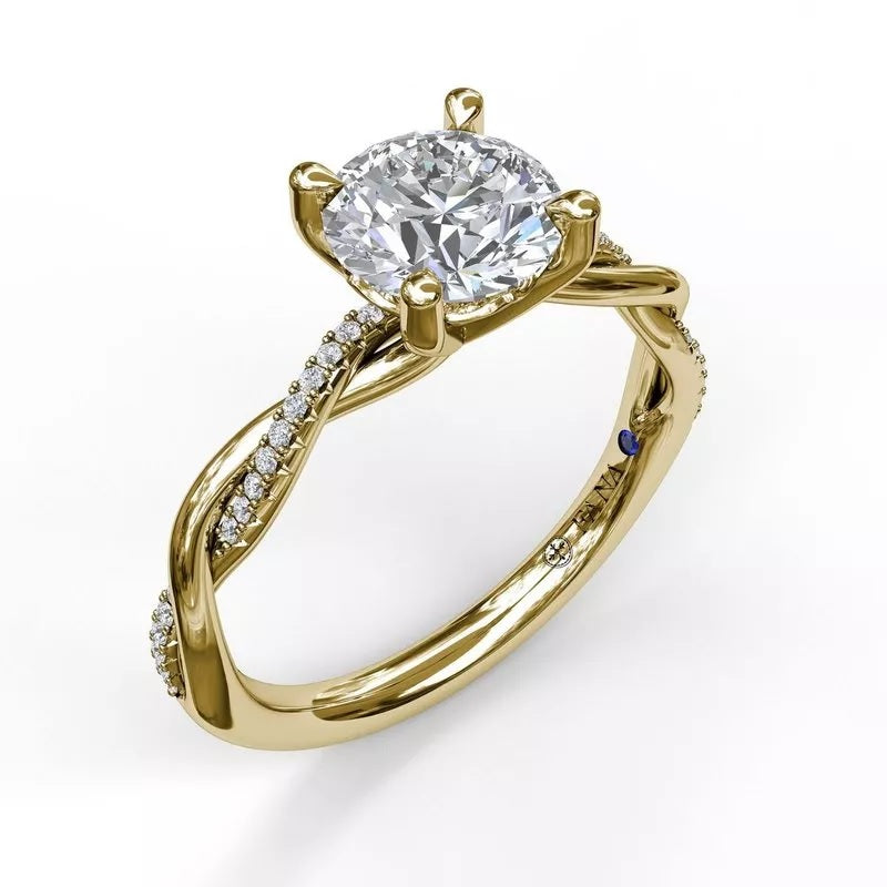 14K Yellow Gold & Diamond Twist Engagement Ring