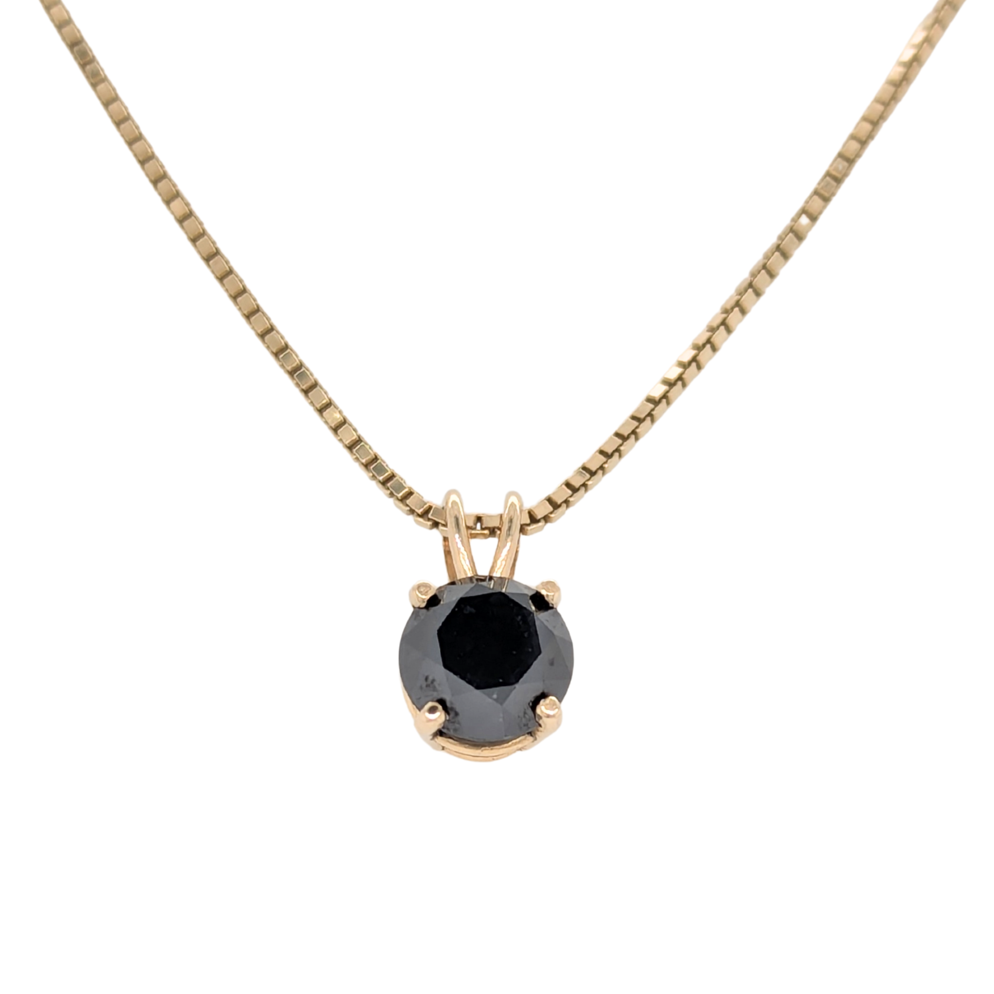 Estate: 14K Yellow Gold 1CT Black Diamond Necklace