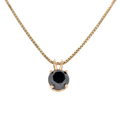 Estate: 14K Yellow Gold 1CT Black Diamond Necklace