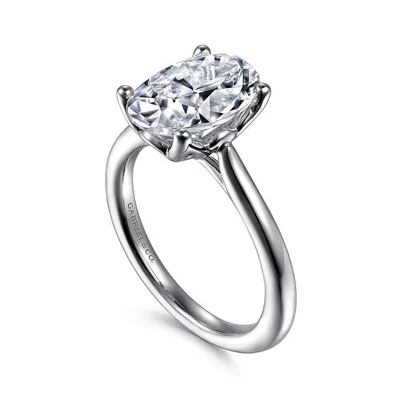 14K White Gold Nola Solitaire Engagement Mount - Holds 3CT Oval S2157223