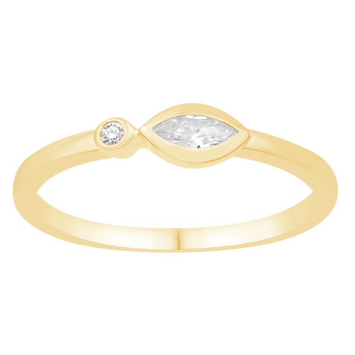14K Gold East-West Marquise Diamond Bezel Set Ring