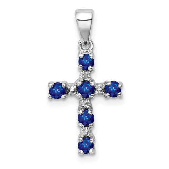 STERLING SAPPHIRE DIAMOND CROS.