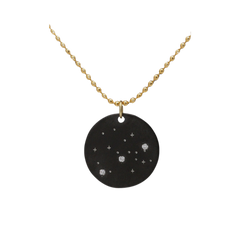 Zirconium Sagattarius Zodiac Lab Grown Diamond Disc Necklace with Gold Filled Chain