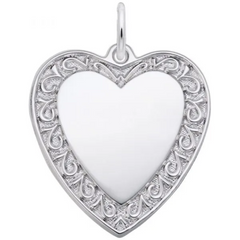 Sterling Silver Scrolled Heart Charm