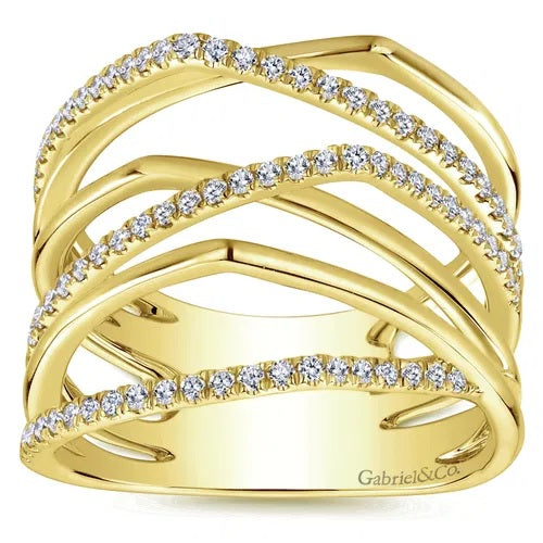 14K Yellow Gold Diamond Multi-Row Wide Band S815417