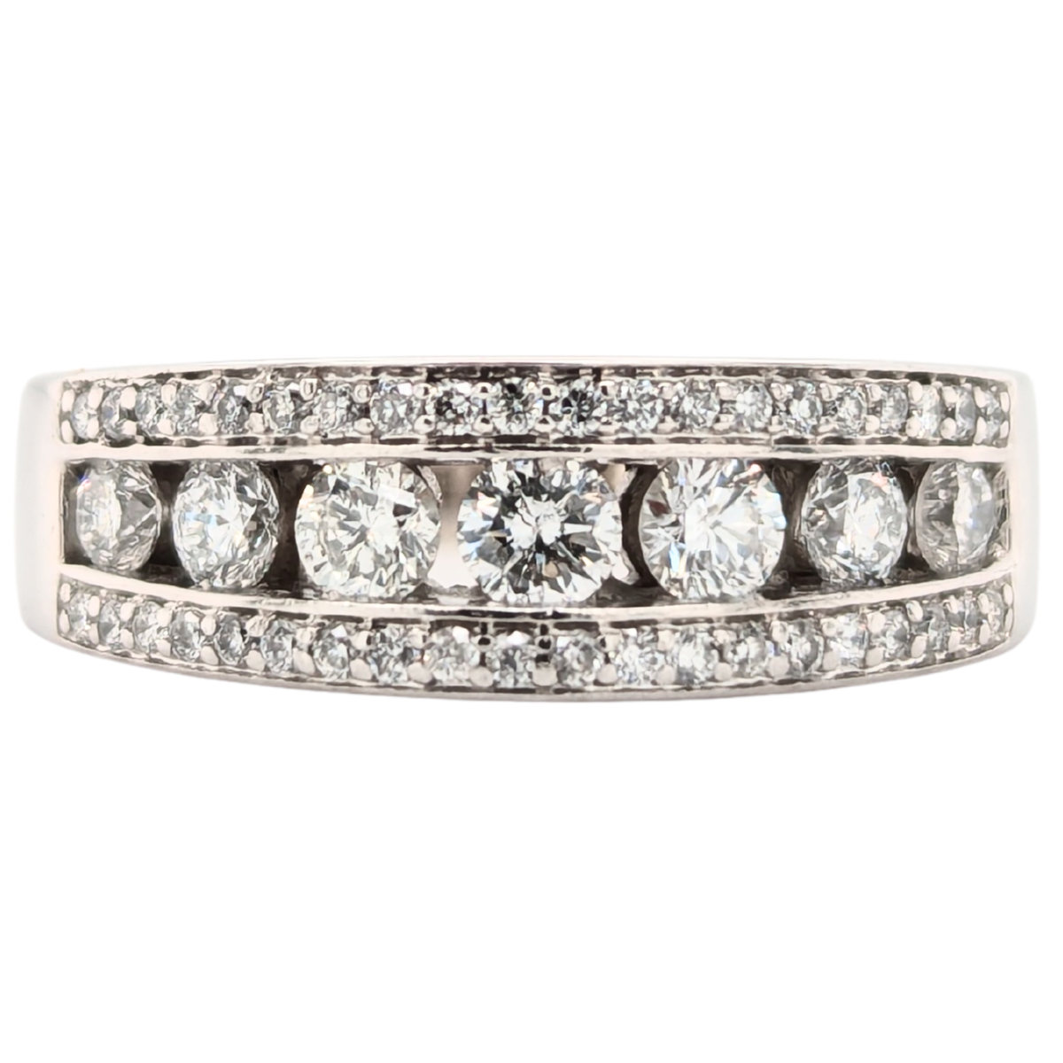 Estate: 14K Multi-Row Diamond Band 2CTW