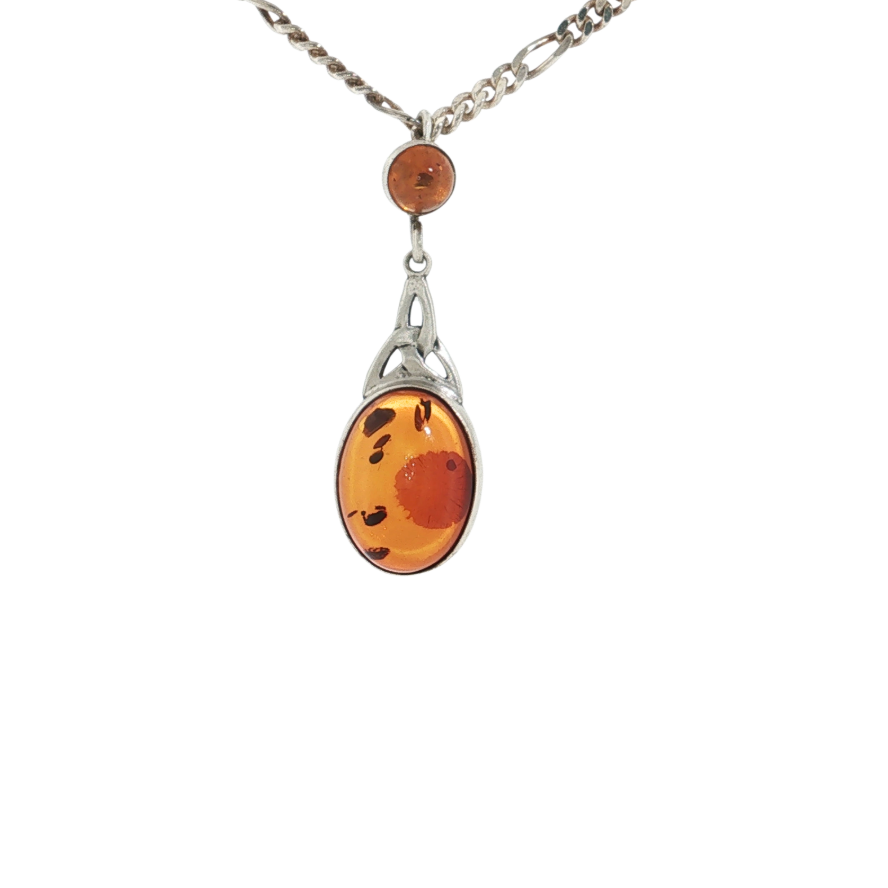 S/S AMBER DROP PENDANT