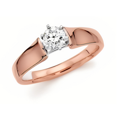 14K Rose Gold Solitaire Engagement Ring Semi-Mount - Holds a 1/3CT Round