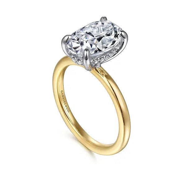 14K Gold Cari Hidden Halo 3CT Oval Engagement Ring Semi-Mount S2086909