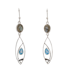 Sterling Silver Labradorite Long Dangle Earrings