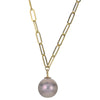 14K Yellow Gold Paperclip Windsor Pearl Necklace