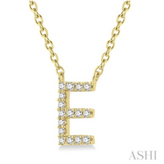 10K Gold "E" Diamond Initial Necklace