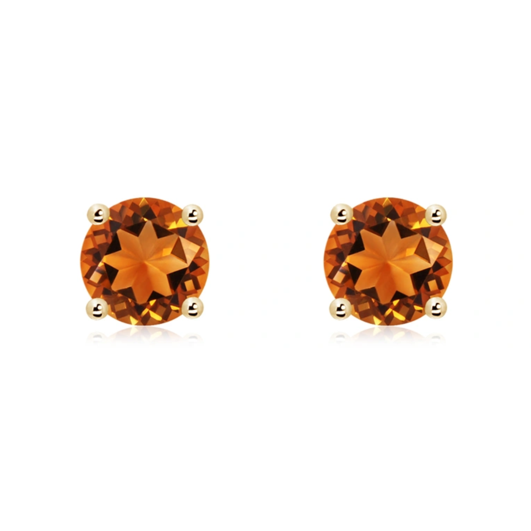 14K Yellow Gold Citrine Stud Earrings