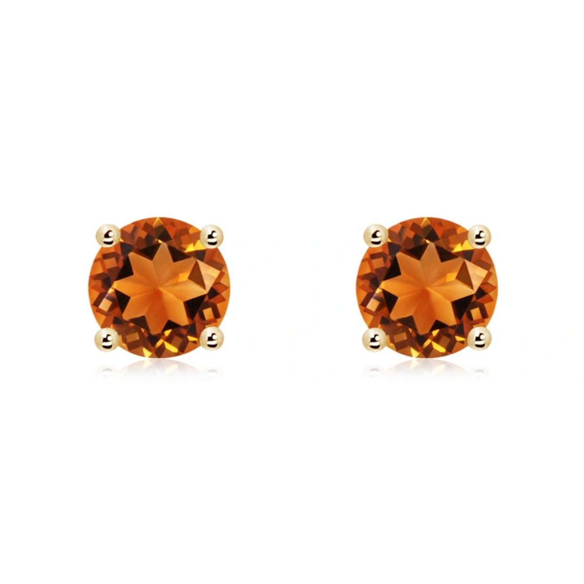 14K Yellow Gold Citrine Stud Earrings