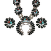 Estate Sterling Sliver Zuni Sunface Squash Blossom with Earrings