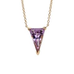 14K Yellow Gold Triangle Amethyst Necklace