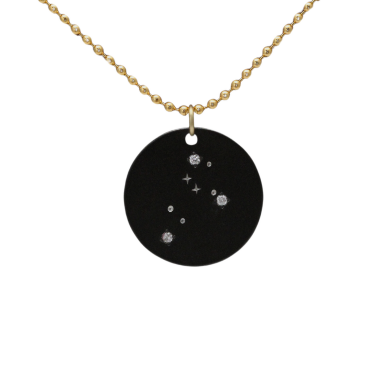 Zirconium Libra Zodiac Lab Grown Diamond Disc Necklace with Gold Filled Chain