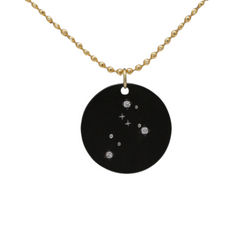 Zirconium Libra Zodiac Lab Grown Diamond Disc Necklace with Gold Filled Chain