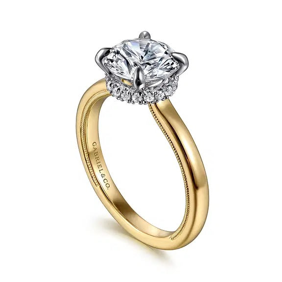14K Gold Sandi Hidden Halo Engagement Ring for 2CT Round Semi-Mount S2249552
