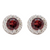 14K White Gold Garnet Diamond Halo Birthstone Earrings
