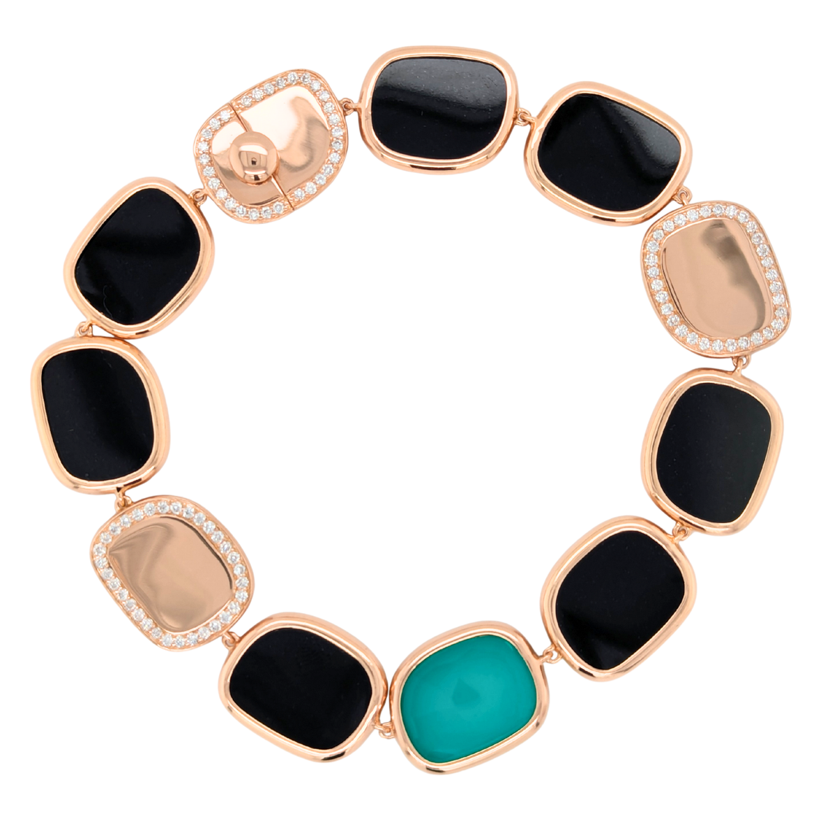 Estate Roberto Coin 18kt Bracelet with Black Jade, Agate, and Diamond
