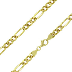 Stellari Sterling Silver 18K Yellow Gold Plated 6MM Figaro Bracelet
