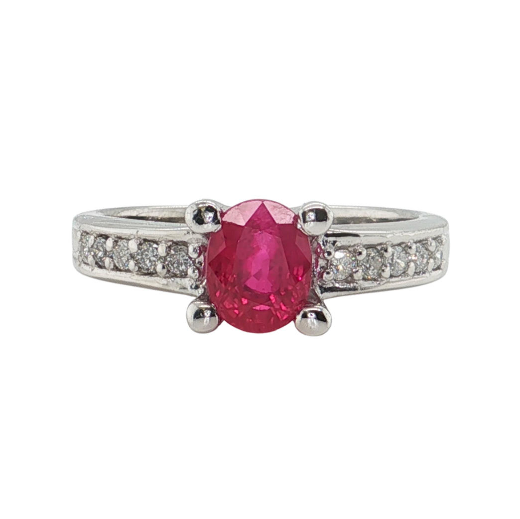 Estate Platinum 1.03ct Oval Ruby Diamond Ring