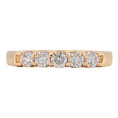 14K Yellow Gold Prong Set 5 Stone Anniversary Band