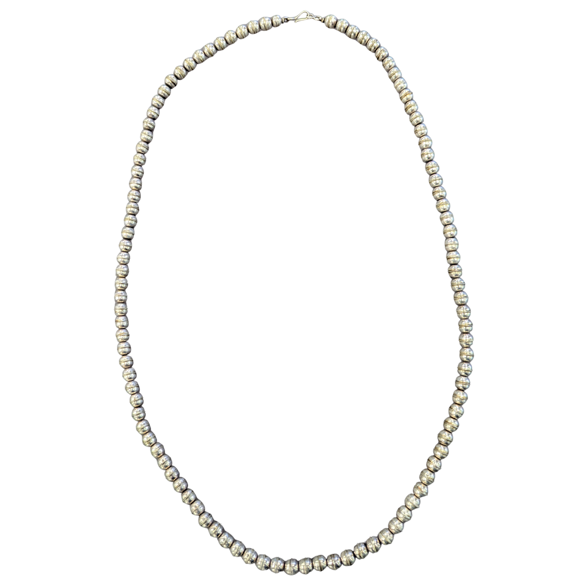 Estate: Sterling Silver Native American Bead Necklace 30"