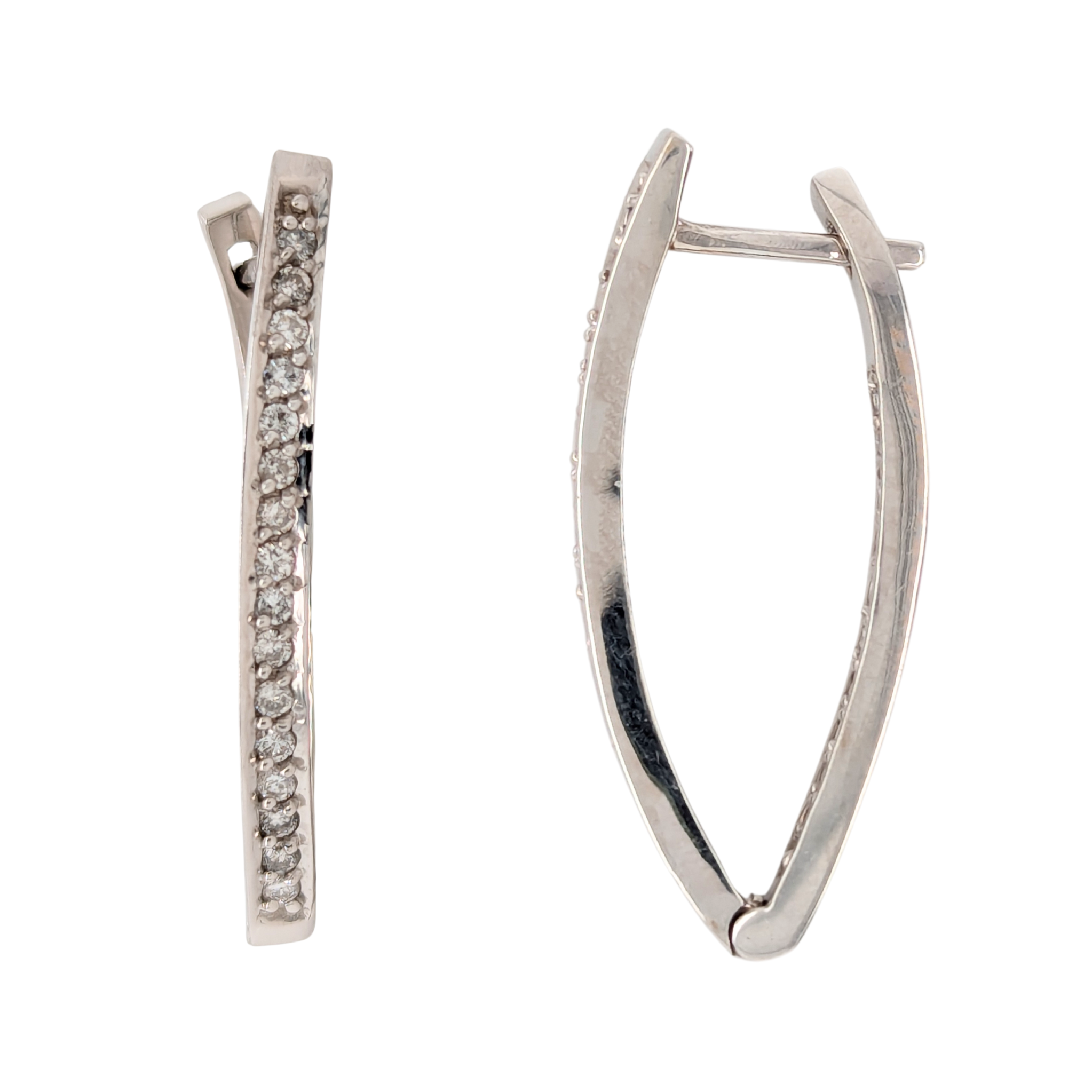 Estate: 18K .50CTW Diamond V Inside Out Hoops