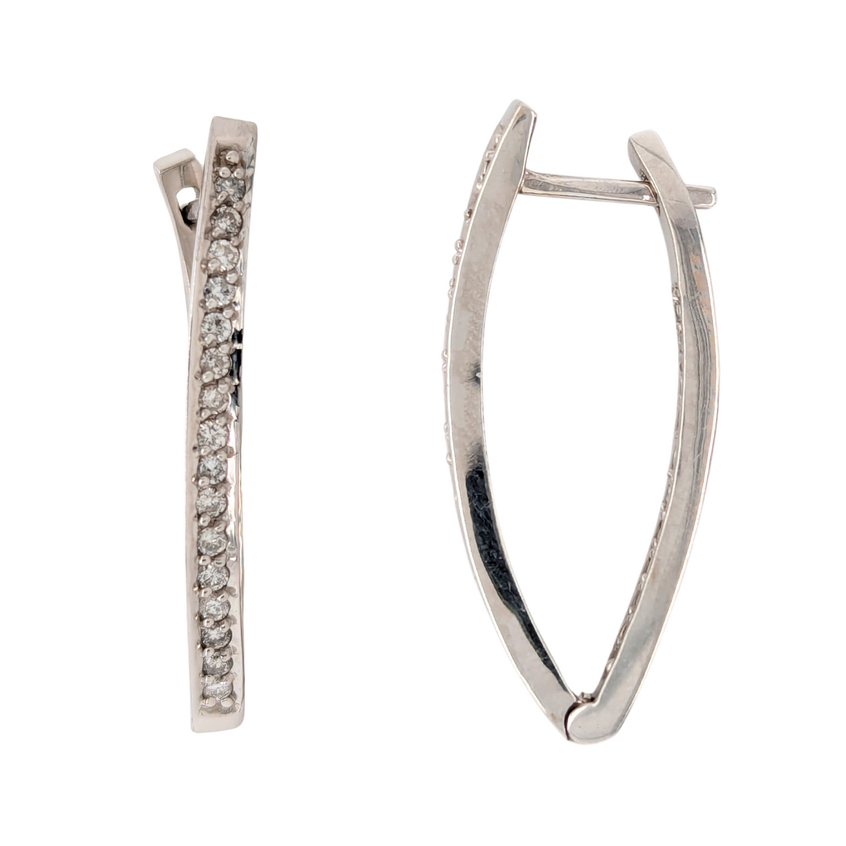 Estate: 18K .50CTW Diamond V Inside Out Hoops