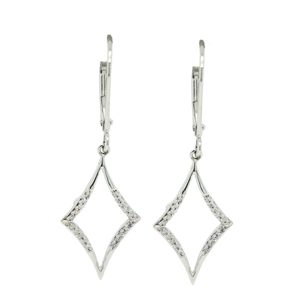 10kt White Gold .15ctw Diamond Dangle Leverbacks