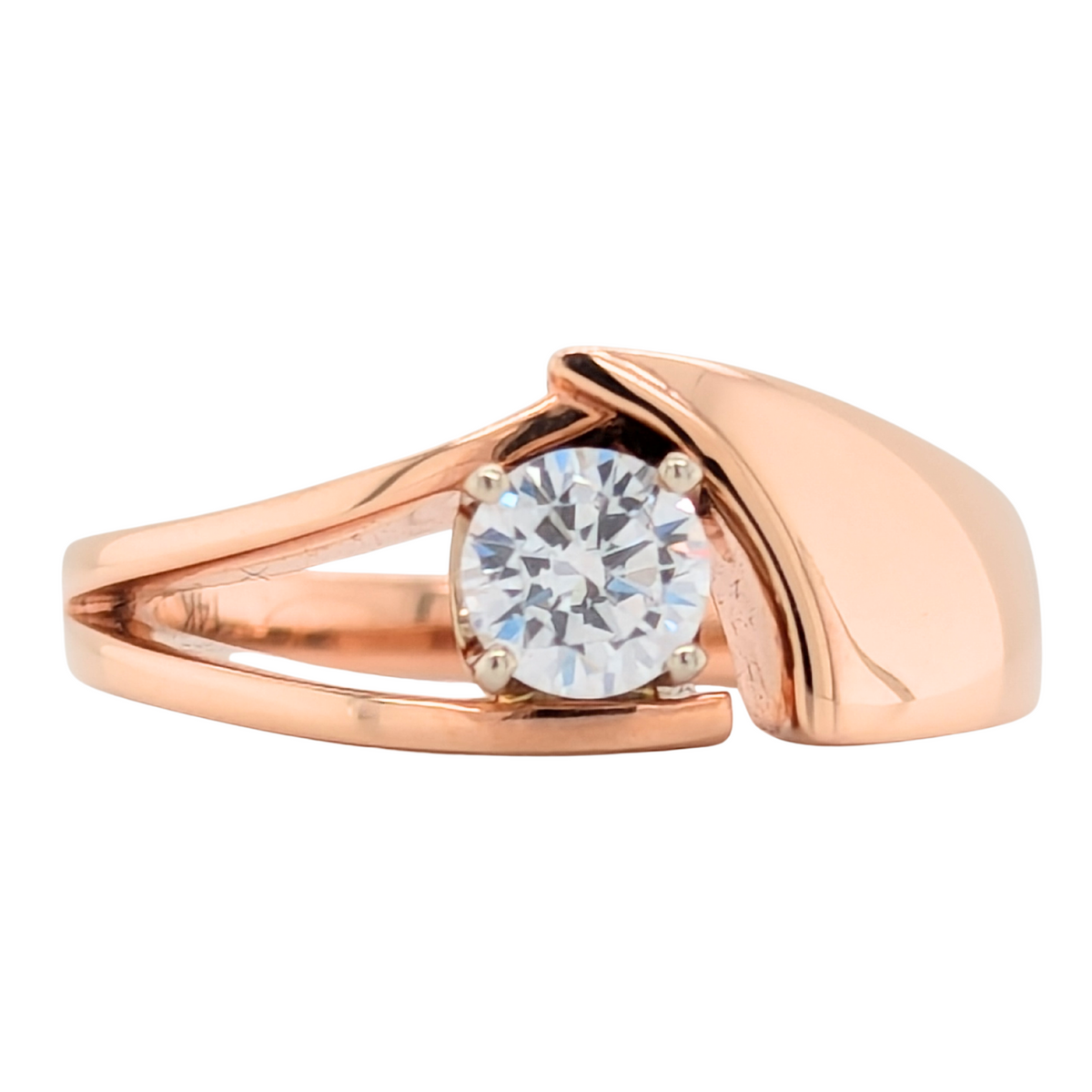 14K Rose Gold Contemporary Engagement Ring Mounting