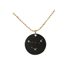 Zirconium Capricorn Zodiac Lab Grown Diamond Disc Necklace with Gold Filled Chain